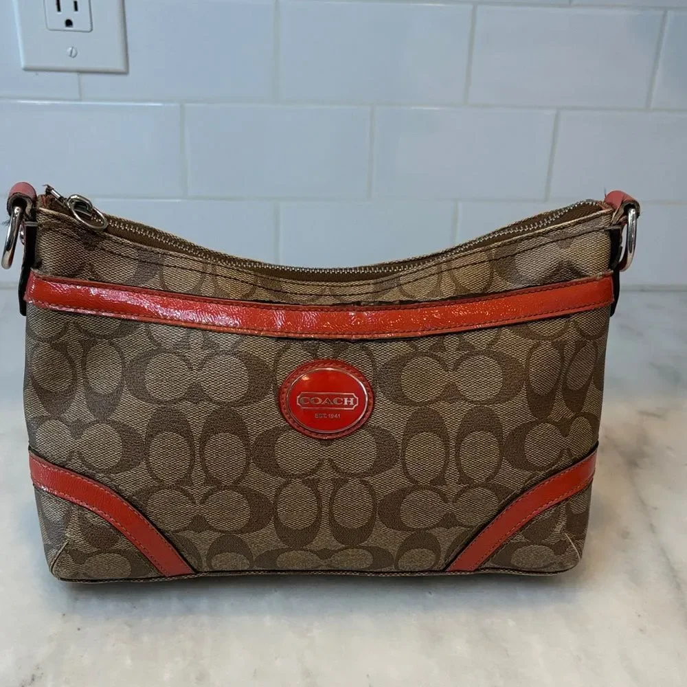 Coach Crossbody Purse Heritage Jacquard Logo Monogram Shoulder Bag Handbag - Picture 2 of 16